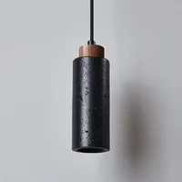Suspension LED en travertin pour îlot de cuisine, chevet, salle à manger, restaurant, hôtel, bar – Luminaire suspendu en pierre noire