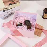 Boîte-cadeau carrée avec logo personnalisé pour la Saint-Valentin, nœud créatif, emballage transparent simple de bougie de parfum avec couvercle supérieur et inférieur