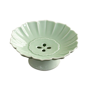 Assiette en céramique sur pied en forme de fleur, plat à fruits en porcelaine pour le thé et les collations, résistant à l'eau, plat en forme de main de Bouddha - Product Image 5