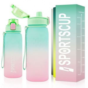 Botella de Agua Deportiva de 1 Litro, a Prueba de Fugas, Libre de BPA, con Marcador de Tiempo, Botella de Agua Motivacional de Plástico Grande para Correr - Product Image 4