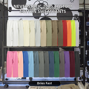 Pantalones Deportivos NeverStatic 2025 de Alta Calidad, 345 g/m², Algodón, Logotipo Personalizado Impreso, Cintura Elástica, Tejido de Felpa Plana, Casual para Otoño - Product Image 2