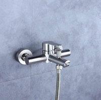 Mitigeur de douche et baignoire mural apparent en acier inoxydable 304 brossé, à levier unique, avec inverseur eau chaude/froide, pour salle de bain et hôtel