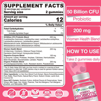 Compléments Gommeux Probiotiques ODM pour Femmes – 10 Souches, Prébiotiques & Canneberge pour la Santé Digestive et l'Équilibre du pH