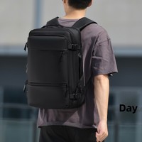 Sac à dos pour ordinateur portable noir de grande capacité pour les voyages d'affaires, sac à dos extensible multifonctionnel avec USB, sac à dos sous le siège