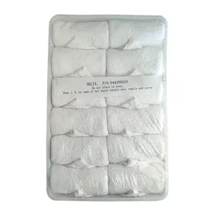 阿联酋航空公司OEM一次性矩形100% 棉航空冷热清爽毛巾