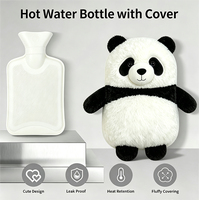 Bolsa de Agua Caliente de Goma con Diseño de Panda de Peluche, 500ml / 1000ml, Botella de Agua Caliente con Funda Suave para Terapia