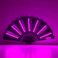 Éventail pliant en bois de bambou rond à LED lumineux avec batterie AA, design personnalisé, pour accessoires de fête de Noël