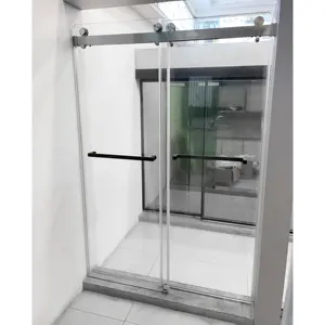 Deluxe-Badezimmer rahmenlos Glas-Duschraum Duschbildschirm weich schließend Cambridge Zwei-Tür-Bypass Glas-Schiebetür für die Dusche