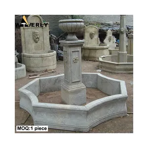 Waverly Custom Outdoor Garden Decorative Antique Granite Stone Limestone Hexagonal French Fountains With Flowerpot For Sale