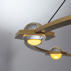 Lustre moderne de luxe à plusieurs niveaux, en <span class=keywords><strong>laiton</strong></span> doré avec sphères de cristal, lumière LED à économie d'énergie blanc chaud doux 2700K - Product Image 3