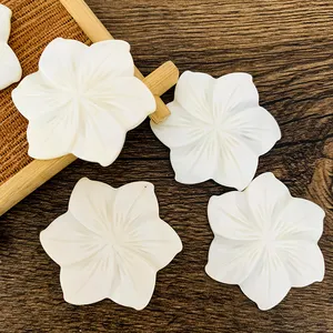 Natural White Sea Shell Freshwater Shell Carved 6 Petal Flower Pendant Beads for Necklace Jewelry Making Accessories