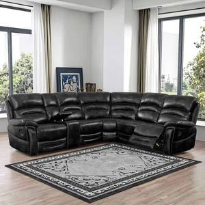 Sofá esquinero reclinable de cuero sintético, muy vendido, con consola de almacenamiento expandible, ideal para la sala de estar. - Product Image 4