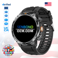 SNEBONO AK91 Professionelle Outdoor-Smartwatch 1000mAh Großer Akku Taschenlampe BT-Anruffunktionen Schlaftracker Silikongel