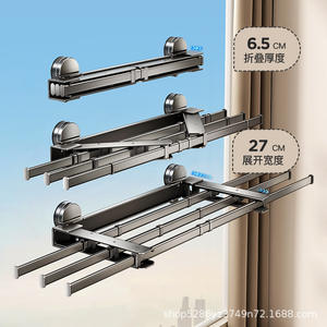 Support de séchage de chaussures à ventouse, support mural rétractable à trois barres pour balcon et fenêtre - Product Image 3