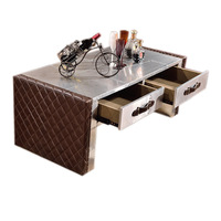 Table basse à double tiroir de style industriel Bar à cigares Rivet en aluminium Casier à vin Mobilier personnalisé pour hôtels Clubs Café