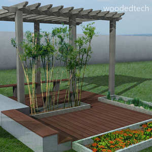 WPC Pergola พลาสติกไม้คอมโพสิตพร้อมโครงเหล็กชุบสังกะสีการออกแบบที่ทนลมสำหรับรีสอร์ทชายฝั่งทะเล - Product Image 5