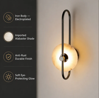 Applique murale en albâtre, lampe de chevet, luminaire mural en pierre, cadre en marbre et fer, applique murale LED minimaliste pour hôtel, couloir, salon, villa