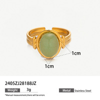 Vente en gros pas cher Bague de fiançailles en acier inoxydable plaqué or 18 carats réglable bijoux de mode pour femmes style empilable en pierre naturelle