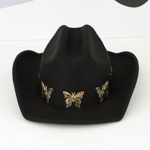 Men's Women's Retro Western Cowboy <b>Hat</b> Vintage Felt Printed Butterfly Personalized Party Jazz Cowboy <b>Hats</b> - Product Image 4