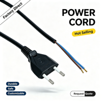 EU 2-Pin-Stecker 2*0,75mm² PVC AC-Stromkabel Reinkupferkabel mit Crimpkabelschuhen VDE-Zertifiziert OEM