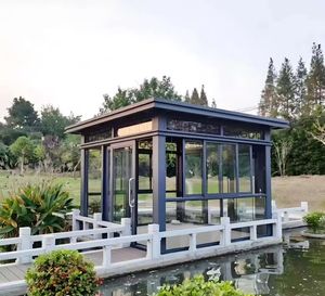 غرفة شمسية حديثة عالية الجودة من الألومنيوم، حديقة شتوية، كونسيرفتوار مقاوم للماء للاستخدام في جميع الفصول، شرفة مغلقة بزجاج مزدوج - Product Image 1