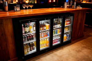 Enfriador de Bebidas de Cerveza de Cuatro Zonas, 4 Puertas de Vidrio, Control Digital, Sin <span class=keywords><strong>Escarcha</strong></span>, el Mejor Enfriador de Barra Trasero Integrado Negro con Estantes Ajustables - Product Image 2