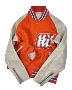 Jaqueta de couro com zip personalizado para homens, jaqueta Letterman Bomber de grandes dimensões com bordado e apliques de chenille para universidades e faculdades