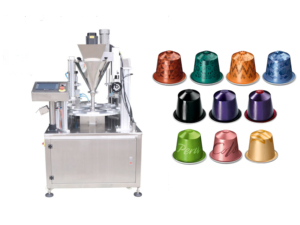Machine de remplissage et de scellage de dosettes de café K-Cup commerciales avec couvercles pré-découpés et ensacheuse rotative - Product Image 1