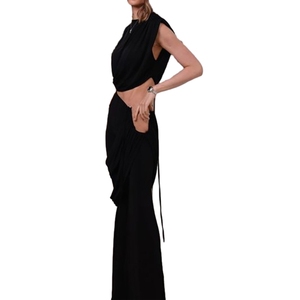 Ensemble haut sexy à découpes sans manches col rond et pantalon plissé taille haute pour femme - Tendance mode - Product Image 3