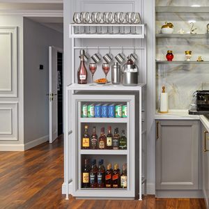 Support de réfrigérateur miniature à 2 niveaux avec rangement, étagère de rangement autoportante en métal pour <span class=keywords><strong>micro</strong></span>-ondes de cuisine, pour salon et bureaux - Product Image 4