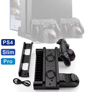 Support de Station de Refroidissement pour <span class=keywords><strong>PS4</strong></span> PlayStation 4/Slim/Pro avec Station d'Accueil <span class=keywords><strong>Chargeur</strong></span> Double <span class=keywords><strong>Manette</strong></span> (Port EXT) et 10 Emplacements pour Jeux - Product Image 2