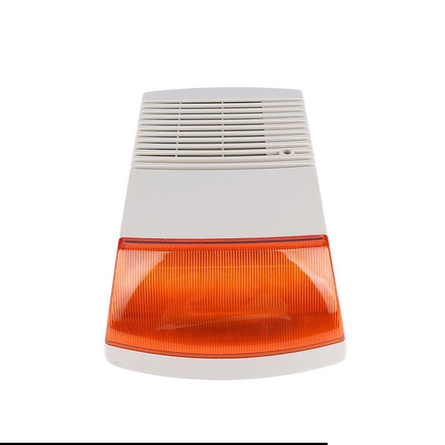 Siren 12V Alarm Siren with Flashing Light Outdoor Use ABS Material