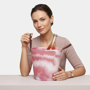 Seau à glace en résine de luxe fait main grande capacité, motif tourbillon, finition mate/brillante, options personnalisables pour la vaisselle de fête - Product Image 1