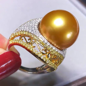 Anneau en argent S925, accessoire DIY, support vide avec perle ronde de 11-13 mm, incrustation tendance, placage rhodium, 1984 - Product Image 1