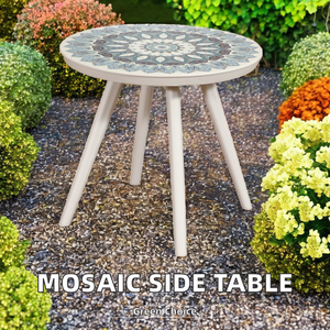 रसोई के लिए प्लास्टिक शीर्ष मोज़ेक पैनल सामग्री के साथ kd आउटडोर गोल पैटिओ टेबल टेबल टेबल - Product Image 2