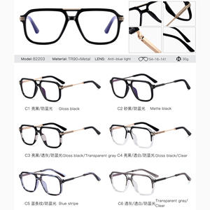 แว่นตาเรซิ่นกรอบสี่เหลี่ยมหรูหราสำหรับผู้ชาย บานพับสปริง ป้องกันแสงสีฟ้า แว่นสายตาสั่งตัดได้สำหรับผู้ชาย - Product Image 4
