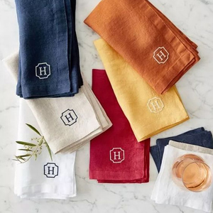 Khăn ăn lanh tùy chỉnh thêu chữ lồng bông khăn ăn bên đám cưới Miệng vải khăn ăn bảng - Product Image 2