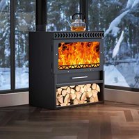 Poêle à bois autonome en métal à flamme réelle 10000 BTU – Chauffage d'hiver sans fumée pour villas, maisons de campagne et usage domestique