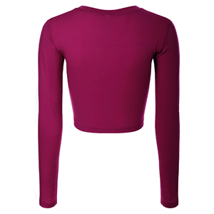 T-shirt manches longues à imprimé de couleur unie pour femmes grande taille et doux à la mode - Product Image 4