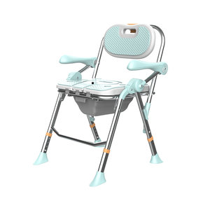 Chaise de douche pliante brevetée à un bouton avec dossier large et grande capacité - Product Image 1