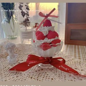 Strawberry Tart Scented <b>Candle</b> Cup Glass Dessert Bowl Birthday <b>Candles</b> Paraffin Handmade Novelty <b>Candle</b> - Product Image 4