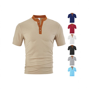 Camisa Henley de Manga Corta para Hombre, Estilo Europeo Americano, Transpirable, 100% Poliéster, Corte Holgado Informal, Blanca con Cierre de Botones - Product Image 3