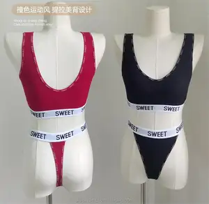 Alfabeto elasticizzato multicolore comodo alla moda avvolgente traspirante canotta da ragazza reggiseno in cotone con tubo perizoma da donna