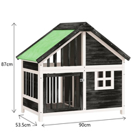 Kandang Anjing Luar Ruangan Mewah dari Kayu Fir Solid, Besar, Tahan Air, dengan Balkon, Vila Hewan Peliharaan Modern untuk Teras