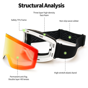 怡佳光学儿童滑雪护目镜磁性镜片定制标志男童女童青少年OTG眼镜防雾儿童滑雪板护目镜 - Product Image 2