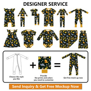 Pijamas de Bambú Viscosa con Estampado Personalizado al por Mayor, Mameluco de Bambú Orgánico con Doble Cremallera para Bebés, Ropa de Bambú para Dormir para Niños Pequeños - Product Image 3