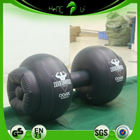 Haltère géant gonflable en PVC noir, modèle publicitaire extérieur, haltère réaliste et durable pour la décoration d'événements sportifs