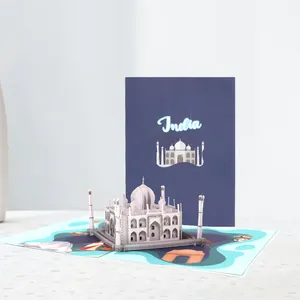 Custom Design 3D Pop-up Taj Mahal India Greeting Card Pop Up Building With Envelope