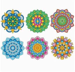 Autocollant de fenêtre créatif en forme de diamant, série Mandala, film statique en acrylique, peint à la main, DIY, autocollant pour enfants, jouet artisanal, cadre pour filles - Product Image 1