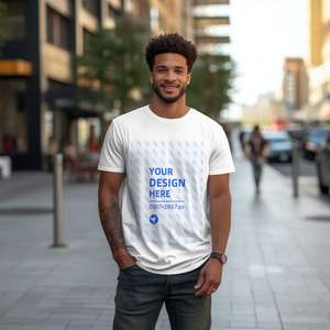 Camiseta personalizada de algodón con cuello redondo de 180g para hombre, ropa de calle de manga corta, estilo DIY, impresión Digital, logotipo, patrón sólido, diseño cuadrado tejido - Product Image 1